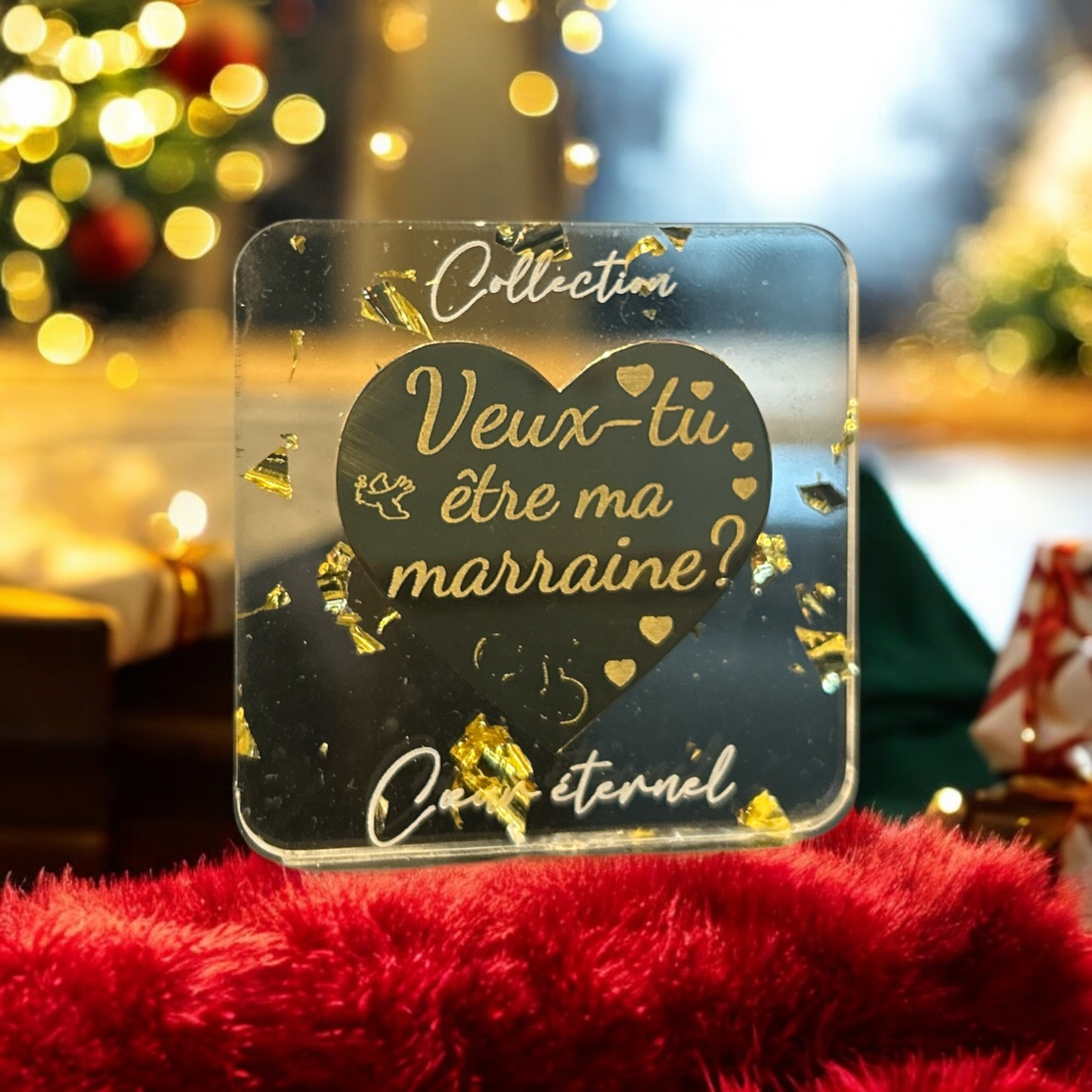 Coeur en laiton "Veux tu être ma marraine?"